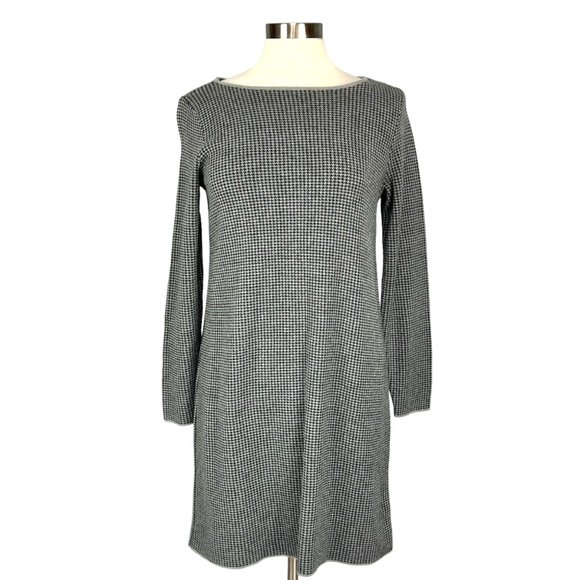 J Jill Houndstooth Sweater Dress Gray Knit Long Sleeve size Small - Picture 3 of 15